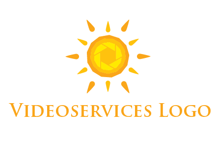 camera shutter inside abstract sun logo