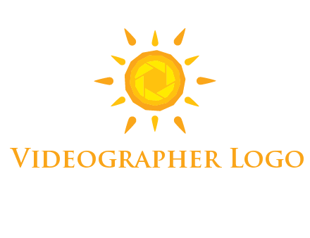 camera shutter inside abstract sun logo