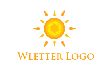camera shutter inside abstract sun logo