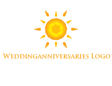 camera shutter inside abstract sun logo