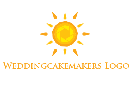 camera shutter inside abstract sun logo