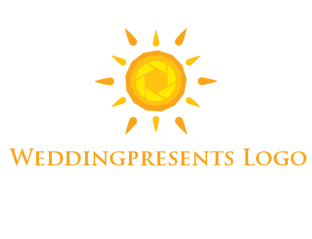 camera shutter inside abstract sun logo