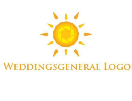 camera shutter inside abstract sun logo