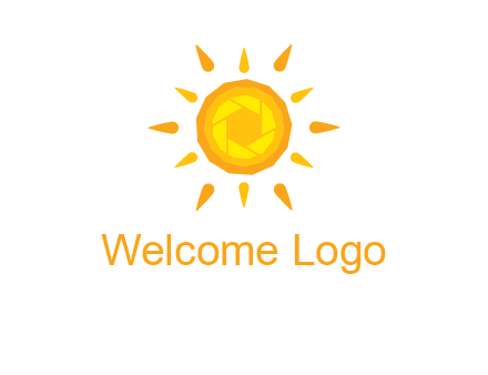 camera shutter inside abstract sun logo