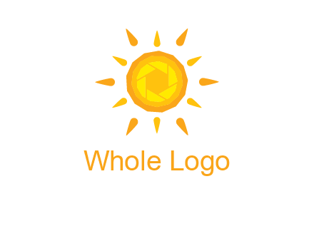camera shutter inside abstract sun logo