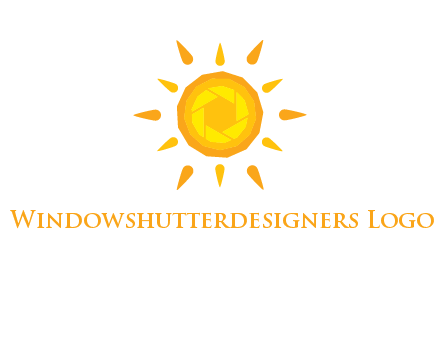 camera shutter inside abstract sun logo