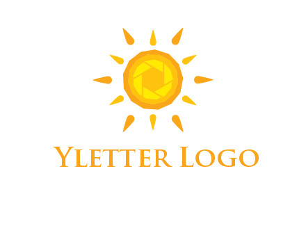 camera shutter inside abstract sun logo
