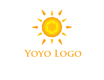 camera shutter inside abstract sun logo