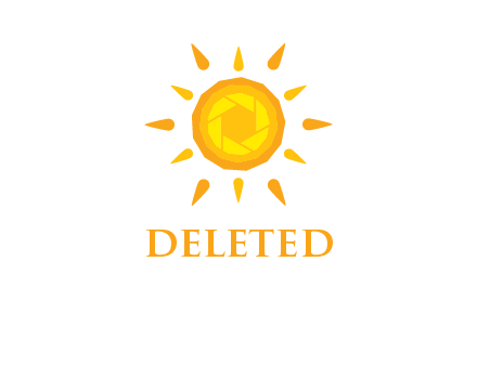 camera shutter inside abstract sun logo