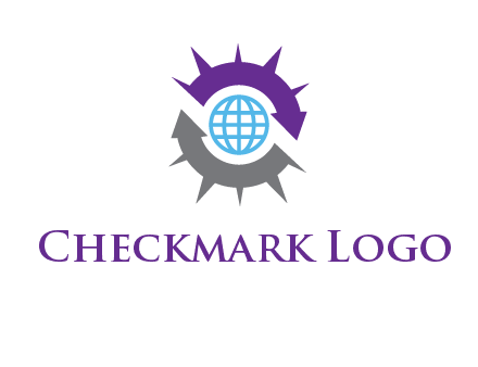 globe inside two arrows representing abstract sun logo