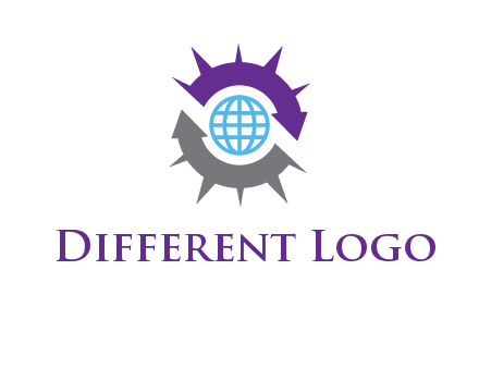 globe inside two arrows representing abstract sun logo