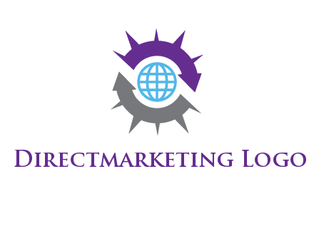 globe inside two arrows representing abstract sun logo