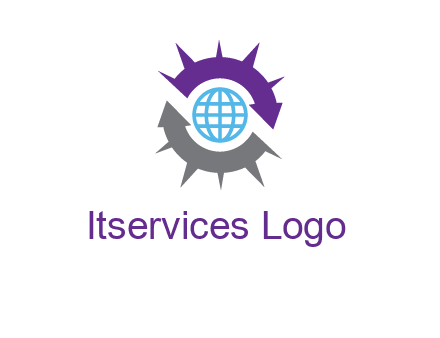 globe inside two arrows representing abstract sun logo