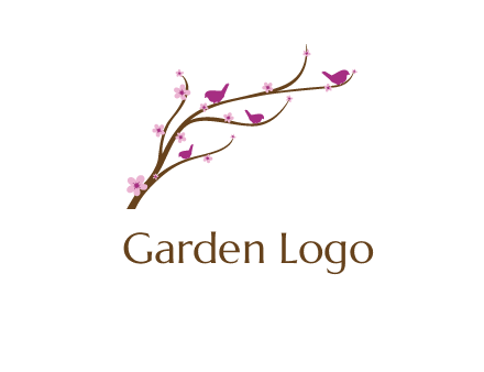 birds in the tree with flowers logo