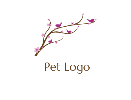 birds in the tree with flowers logo