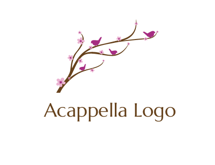 birds in the tree with flowers logo