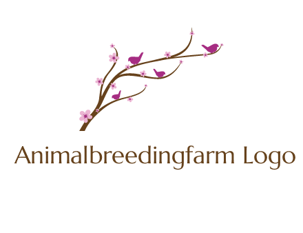 birds in the tree with flowers logo