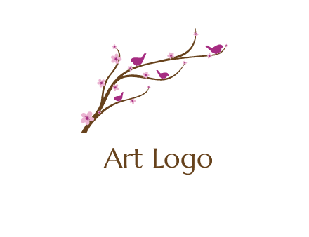 birds in the tree with flowers logo