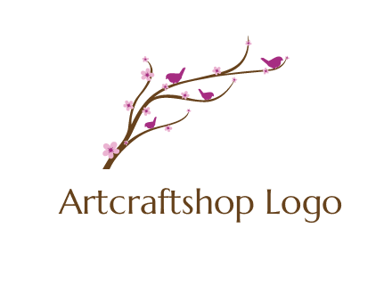 birds in the tree with flowers logo