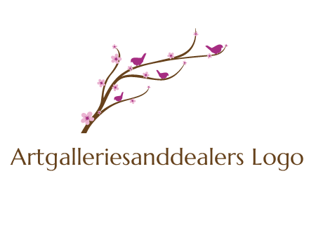 birds in the tree with flowers logo
