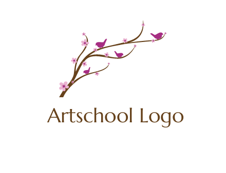 birds in the tree with flowers logo