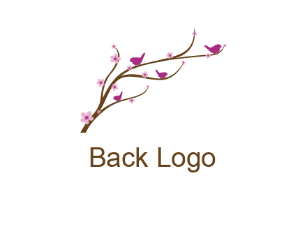 birds in the tree with flowers logo