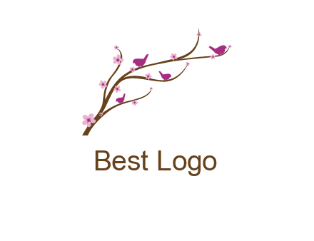birds in the tree with flowers logo