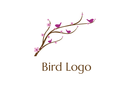 birds in the tree with flowers logo