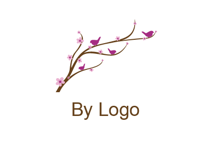 birds in the tree with flowers logo