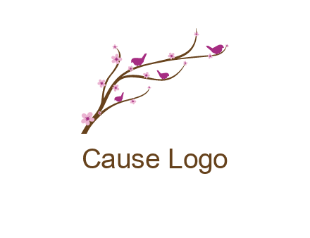 birds in the tree with flowers logo