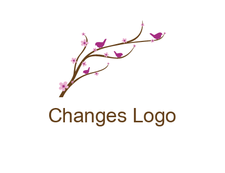 birds in the tree with flowers logo