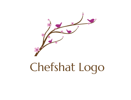 birds in the tree with flowers logo