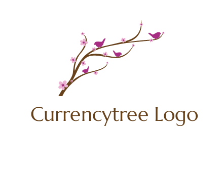 birds in the tree with flowers logo