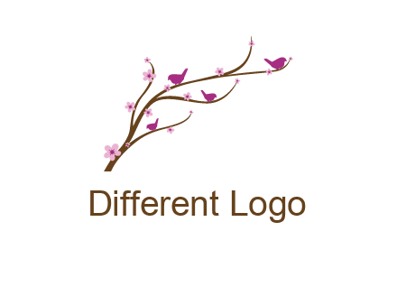 birds in the tree with flowers logo