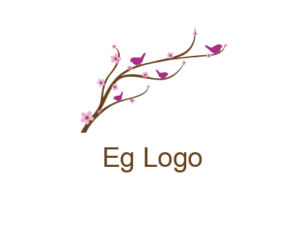 birds in the tree with flowers logo