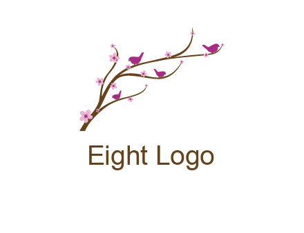 birds in the tree with flowers logo