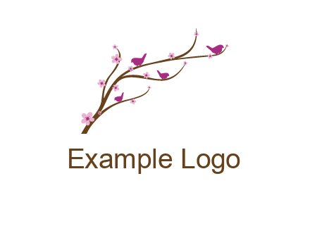 birds in the tree with flowers logo