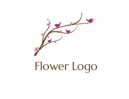 birds in the tree with flowers logo