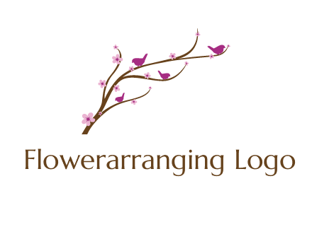 birds in the tree with flowers logo
