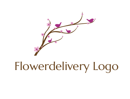 birds in the tree with flowers logo