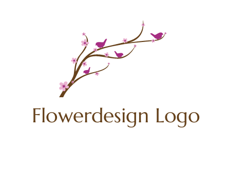 birds in the tree with flowers logo