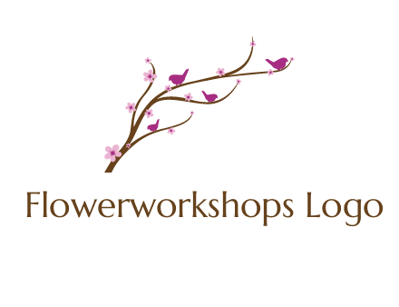 birds in the tree with flowers logo