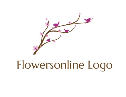 birds in the tree with flowers logo