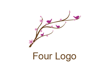 birds in the tree with flowers logo
