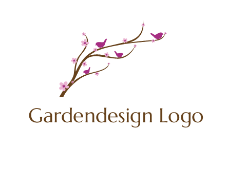 birds in the tree with flowers logo