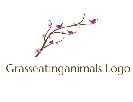 birds in the tree with flowers logo