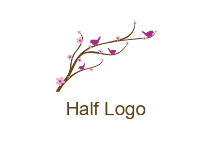birds in the tree with flowers logo