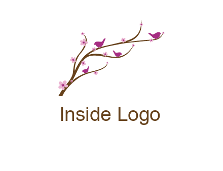birds in the tree with flowers logo