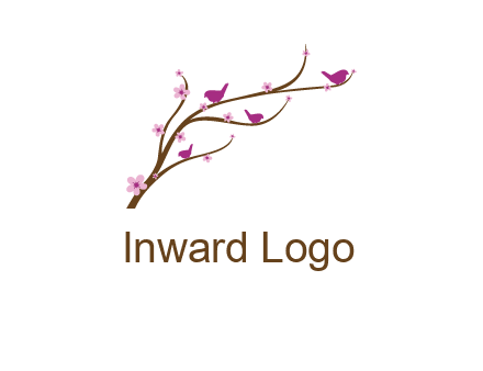 birds in the tree with flowers logo