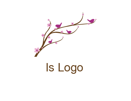 birds in the tree with flowers logo